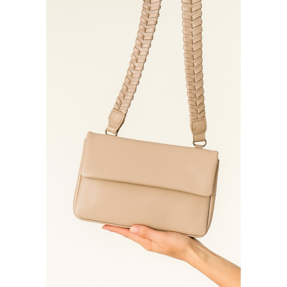 Anthropologie Crossbody Braided Strap Beige